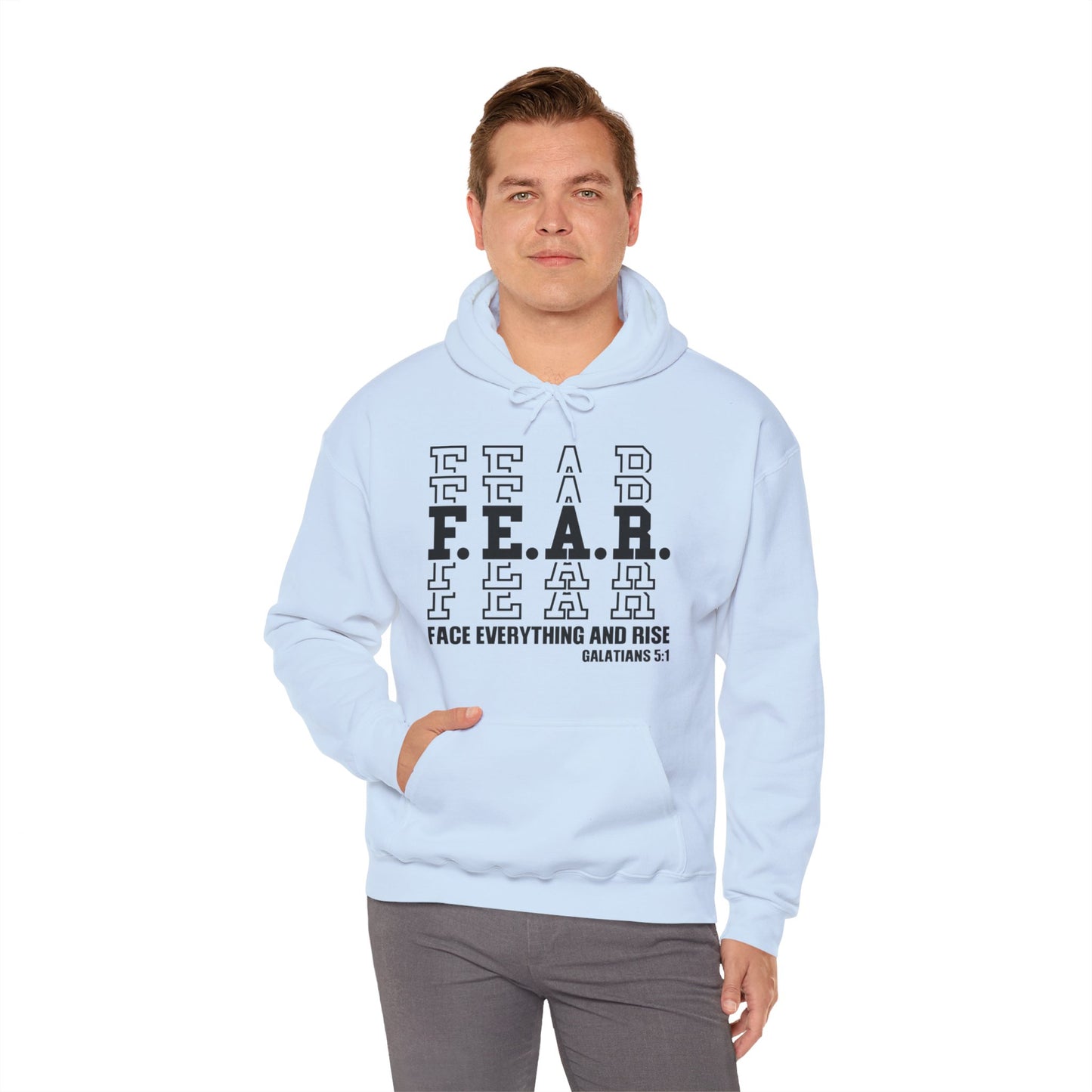 FEAR Face Everything And Rise Unisex Christian Hooded Pullover Sweatshirt