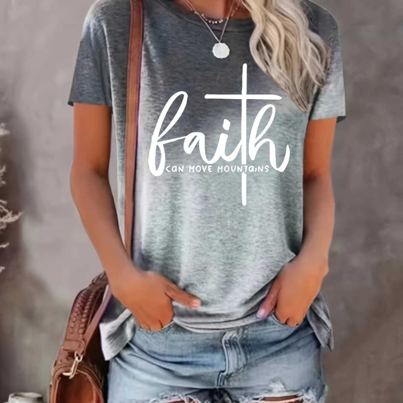 Faith Can Move Mountains Women's Christian T-Shirt claimedbygoddesigns