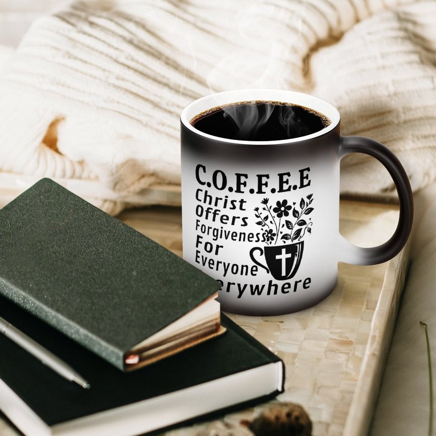 Coffee Christ Offers Forgiveness For Everyone Everywhere Christian Color Changing Mug (Dual-sided )