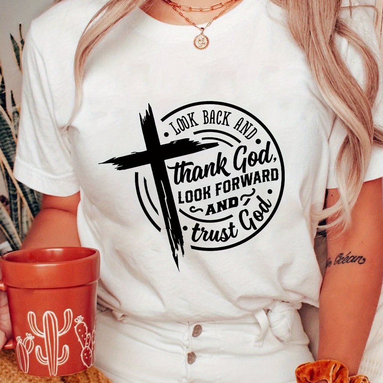 Thank God Trust God Plus Size Women's Christian T-Shirt claimedbygoddesigns