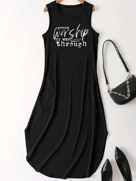 Gonna Worship My Way Through Women's Christian Summer Casual Tank Dress claimedbygoddesigns