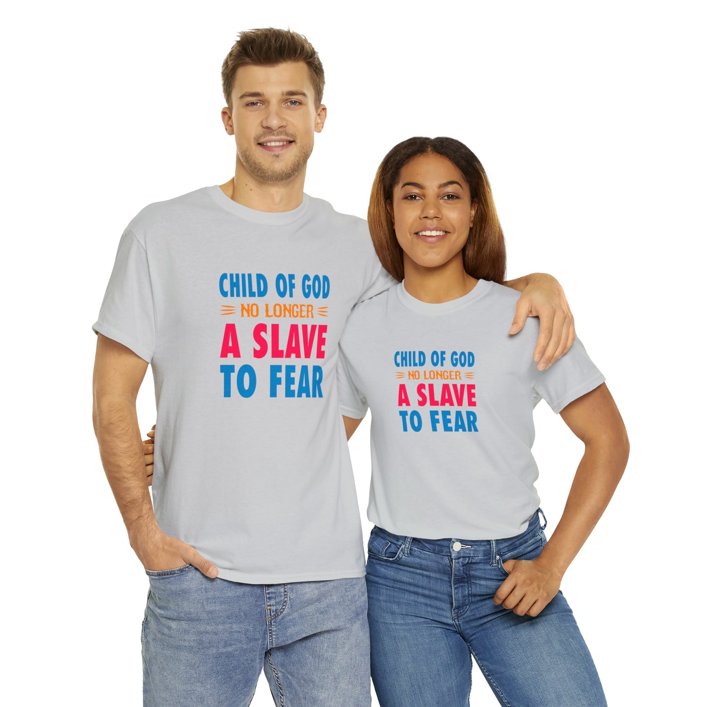 Child Of God No Longer A Slave To Fear Unisex Heavy Cotton Tee Printify