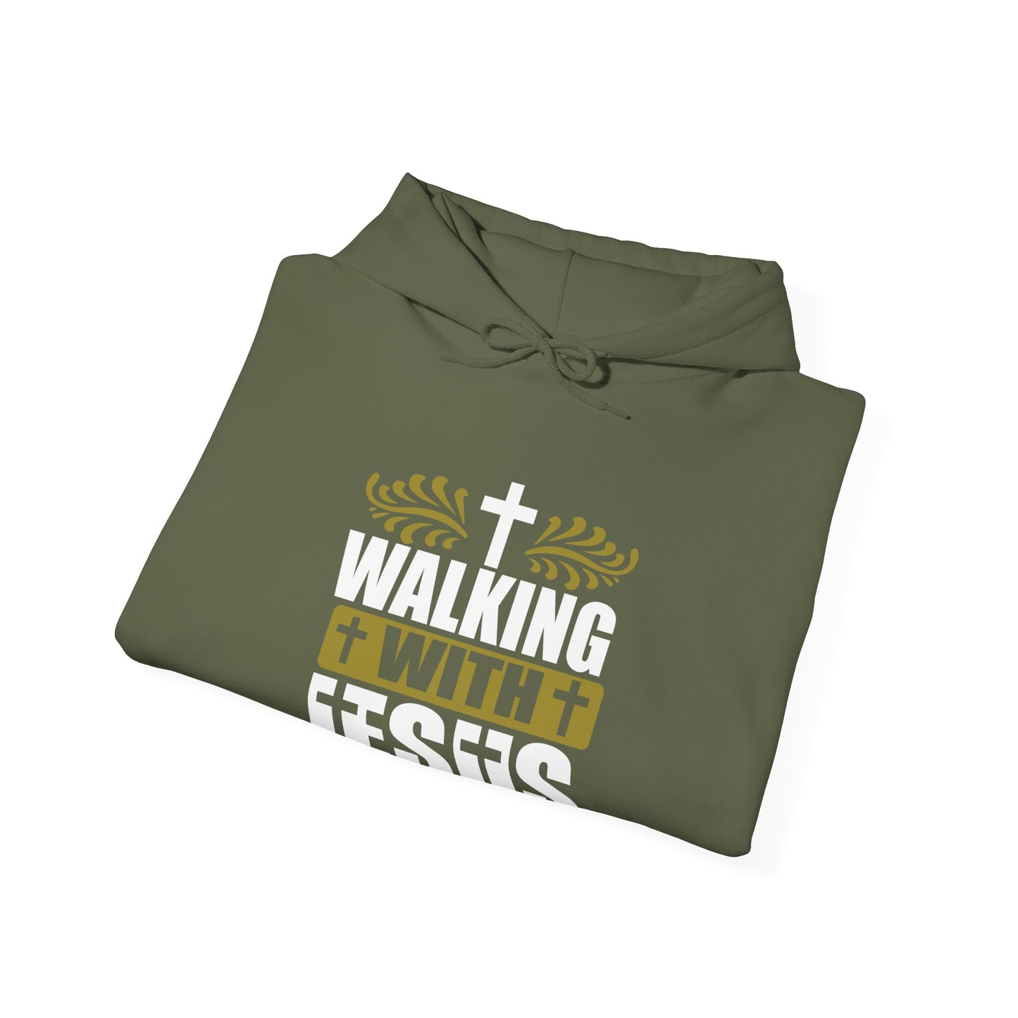 Walking With Jesus Unisex Christian Pullover Hooded Sweatshirt