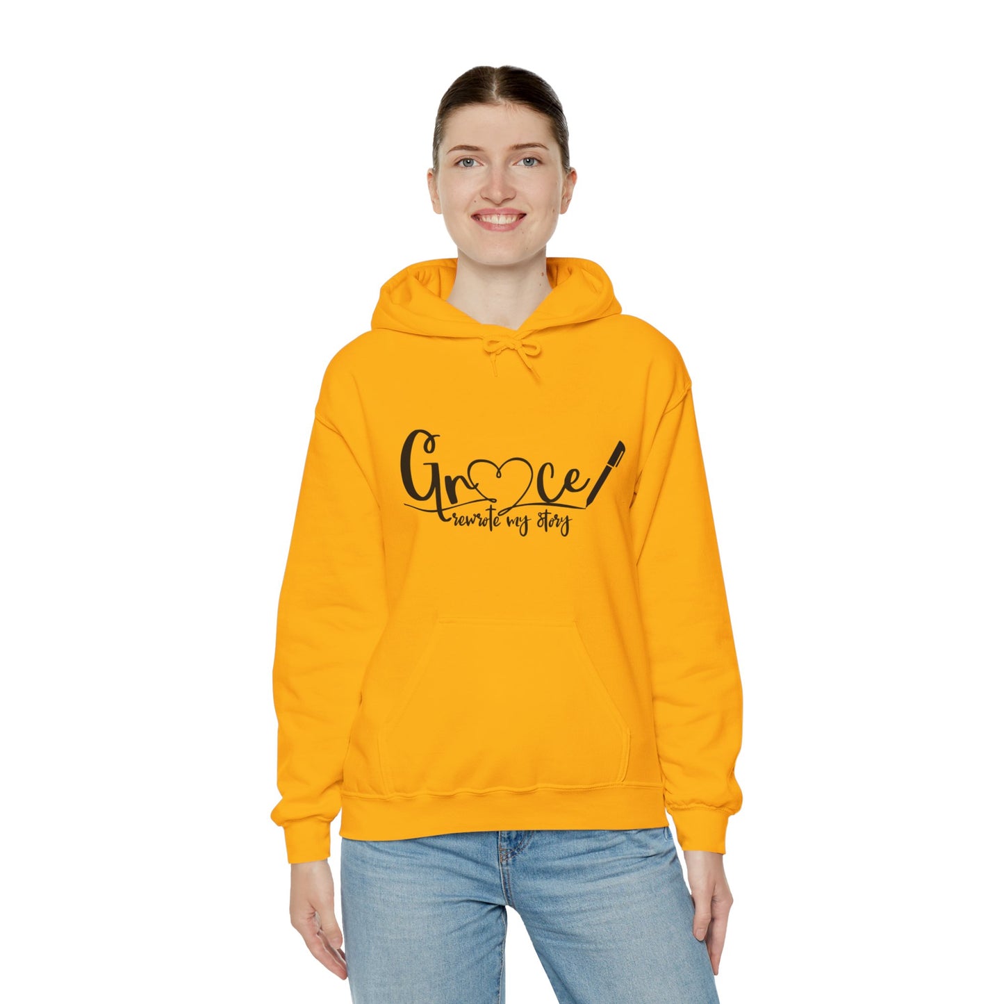 Grace Rewrote My Story Unisex Christian Pullover Hooded Sweatshirt