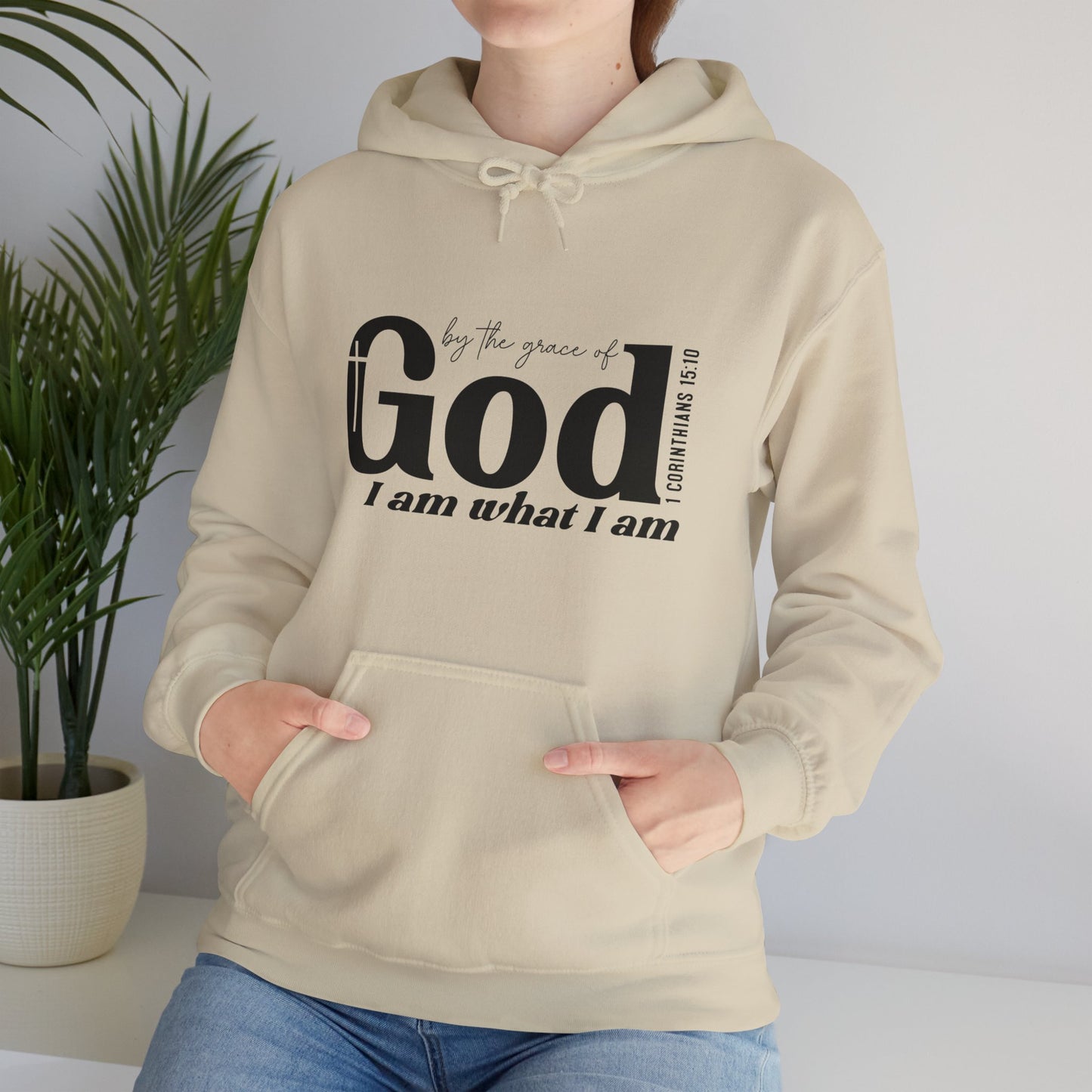 1 Corinthians 15:10 By The Grace Of God I Am What I Am Unisex Christian Pullover Hooded Sweatshirt