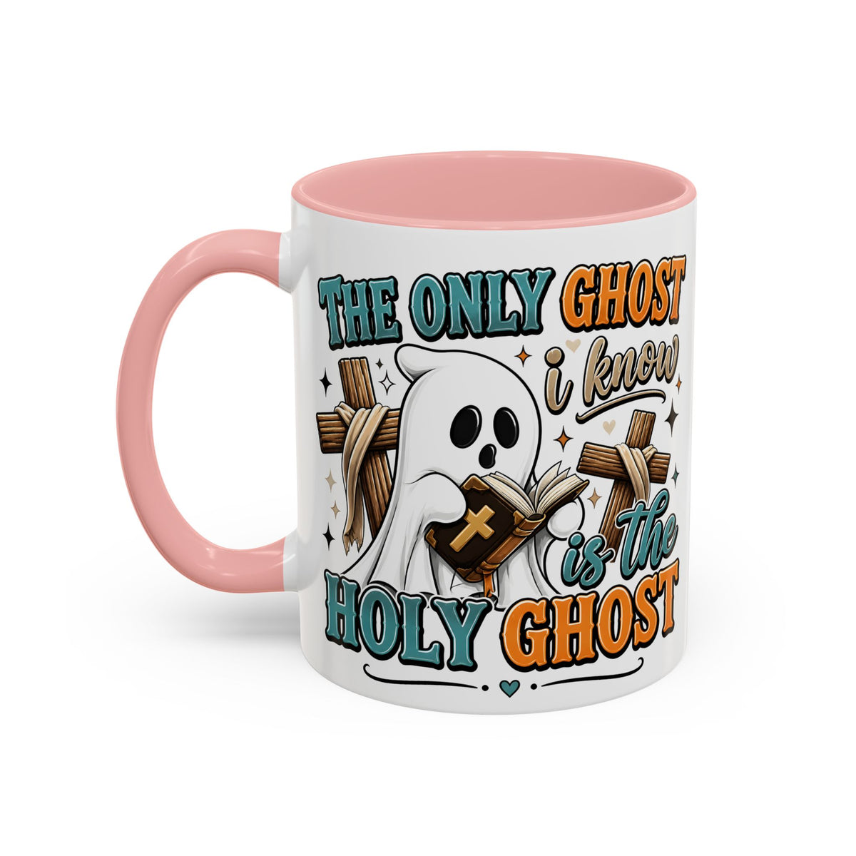 Accent Mug — "The Only Ghost I Know Is the Holy Ghost" Christian Halloween Coffee Cup