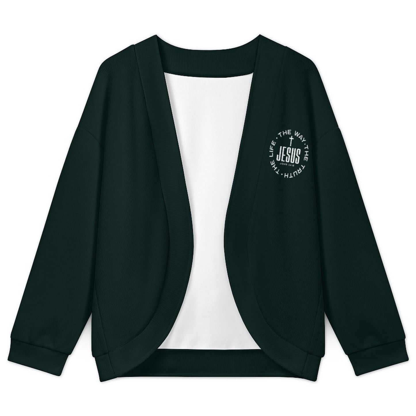 The Way The Truth The Life Christian Women's Drop Shoulder Cardigan - ClaimedbyGodDesigns