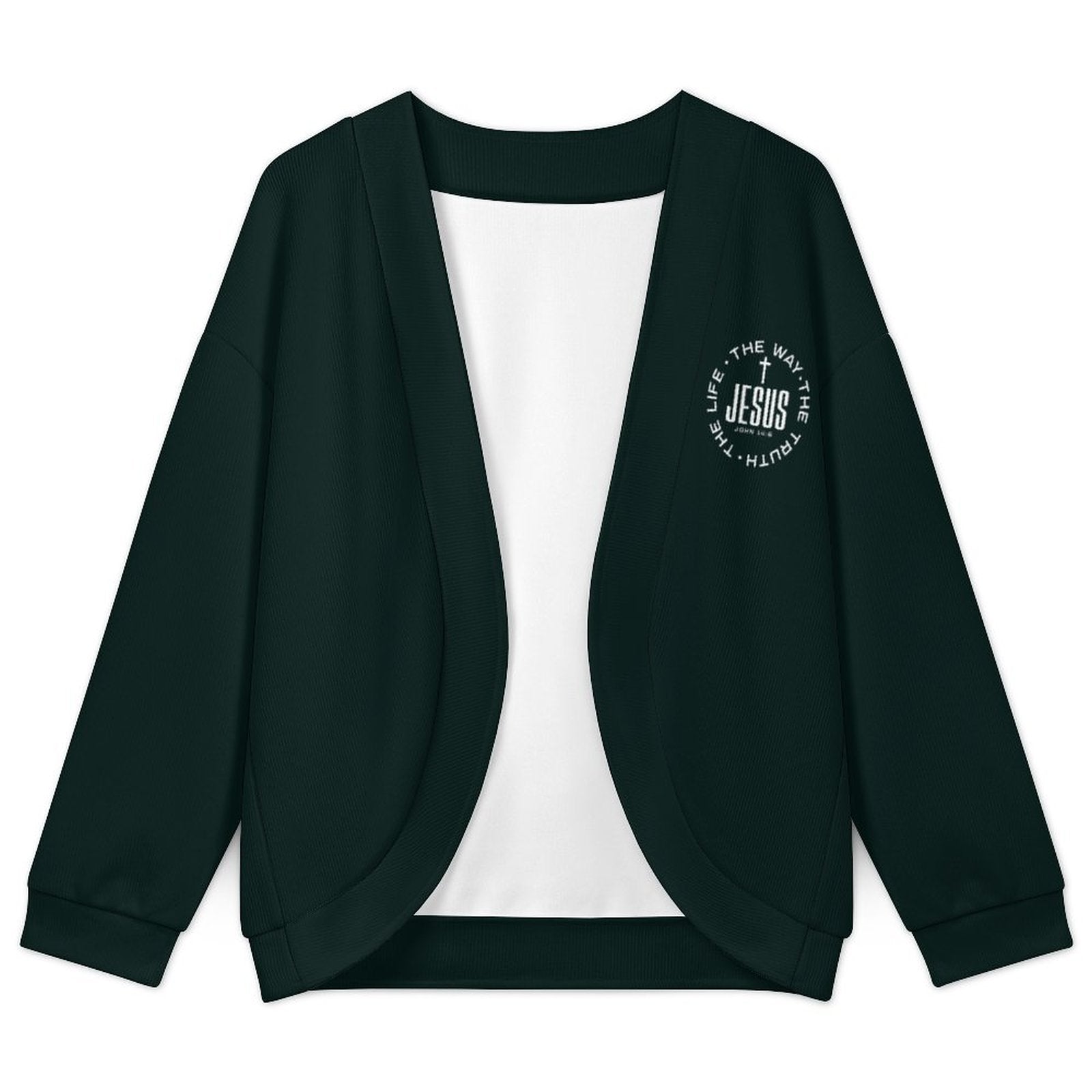 The Way The Truth The Life Christian Women's Drop Shoulder Cardigan - ClaimedbyGodDesigns