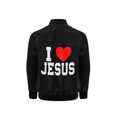 I Love Him Kids' Christian Bomber Jacket with Pockets