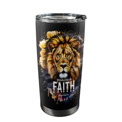 Fearless In Faith 20oz Mobile Christian Tumbler with Lid (Black Lock)