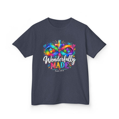 Youth Autism Awareness T-Shirt — Rainbow Infinity Heart "You’re Proud, You’re Made" Graphic Tee