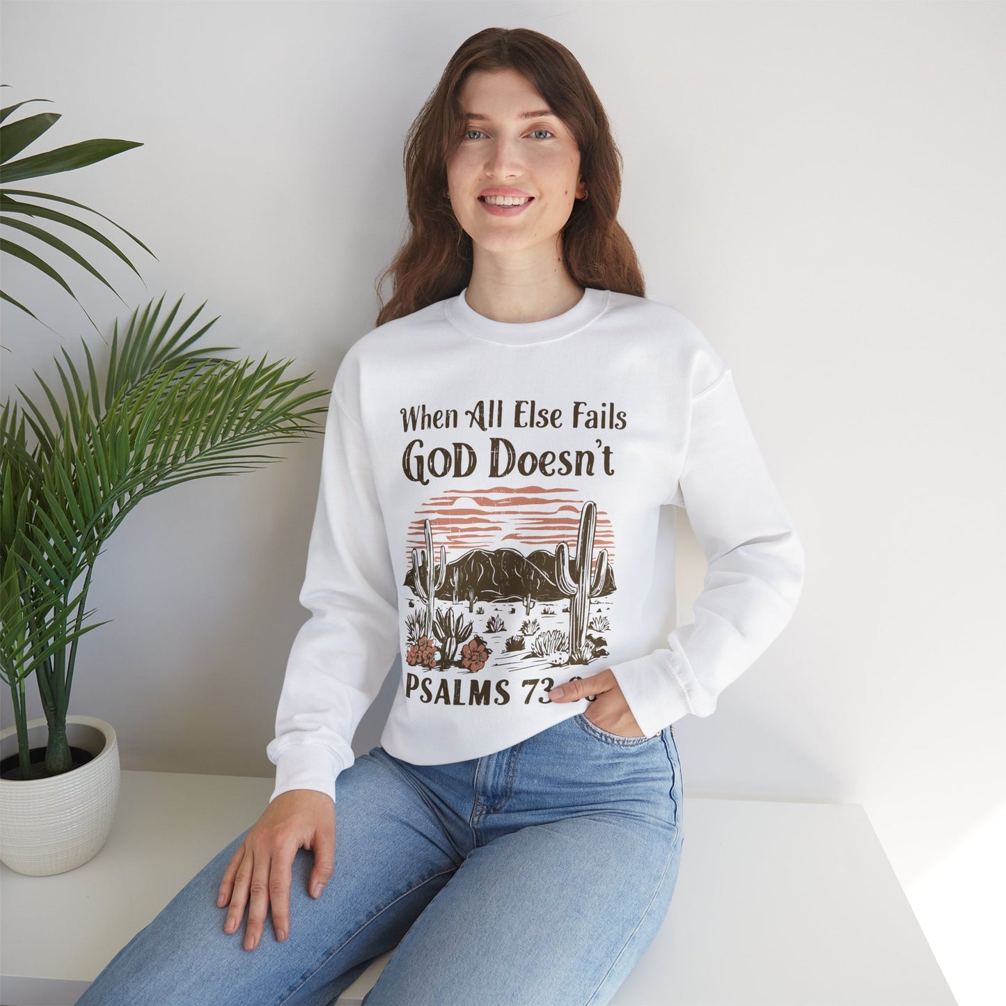 When All Else Fails God Doesn't Unisex Heavy Blend™ Crewneck Christian Sweatshirt