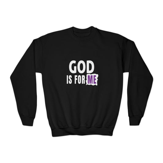 God Is For Me Youth Christian Sweatshirt Printify