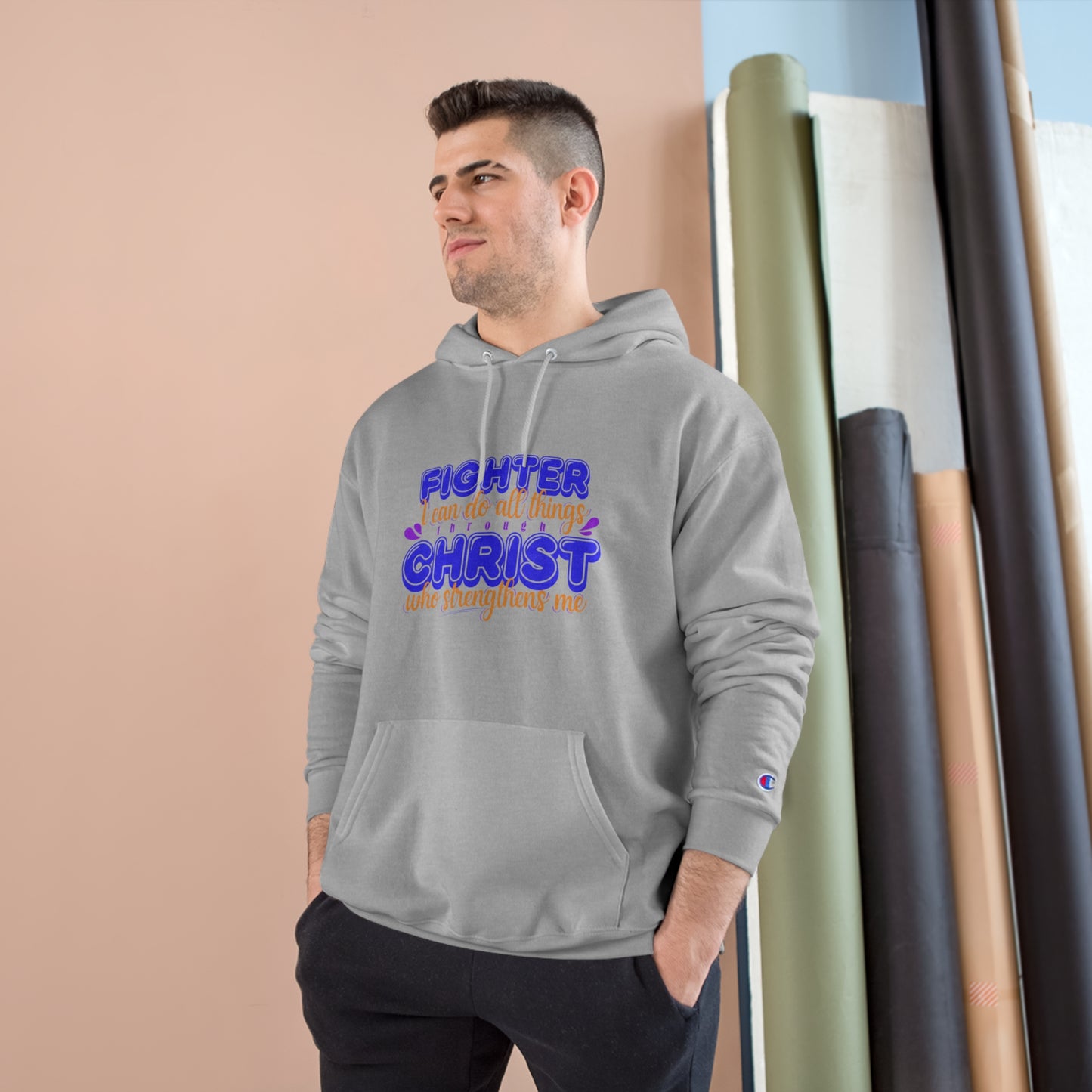 Fighter I Can Do All Things Through Christ Who Strengthens Me Unisex Champion Hoodie