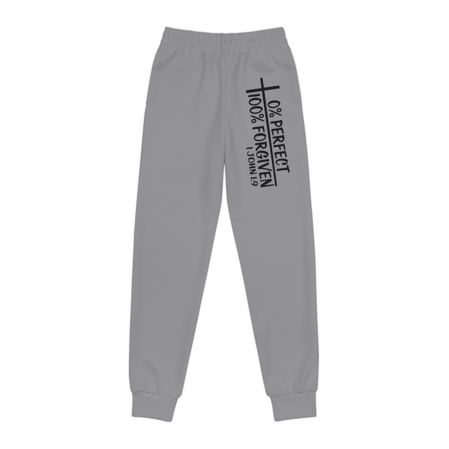 Zero Percent Perfect One Hundred Percent Forgiven Youth Christian Sweatpants (Joggers)