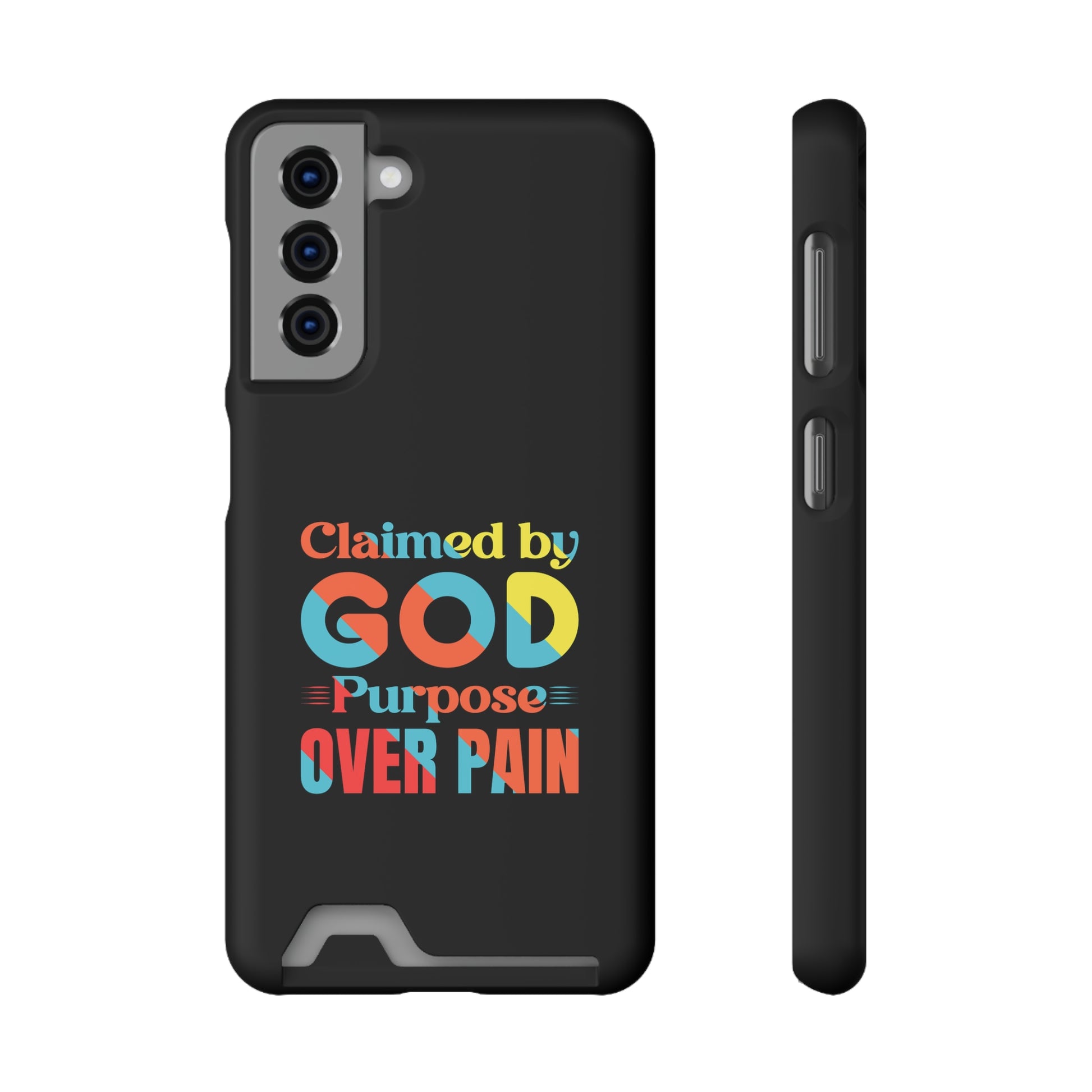 Claimed By God Purpose Over Pain Christian Phone Case With Card Holder Printify