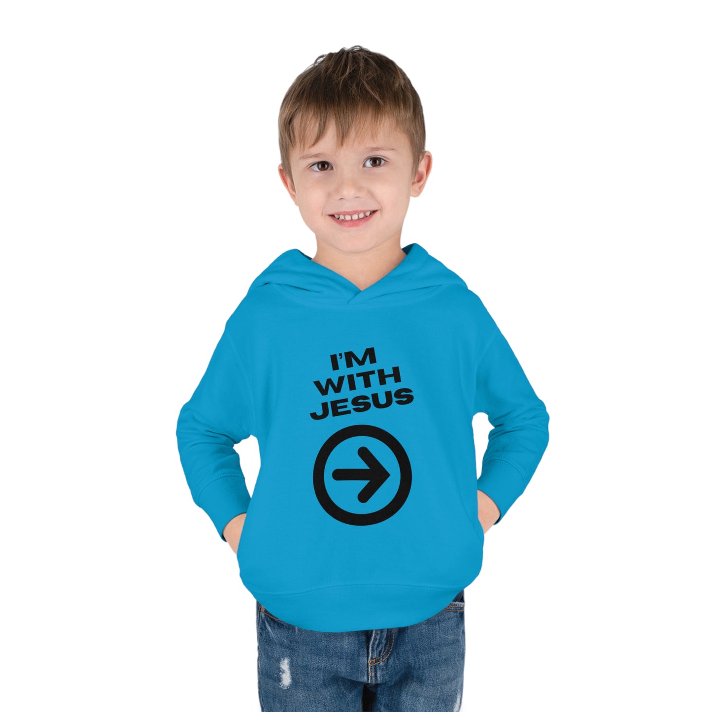 I'm With Jesus Christian Toddler Pullover Fleece Hooded Sweatshirt