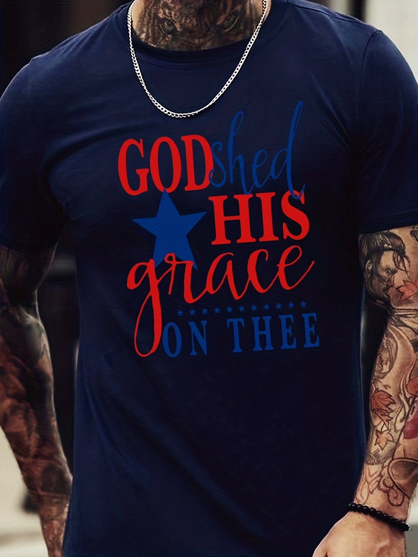 God Shed His Grace On Thee Men's Christian T-Shirt claimedbygoddesigns