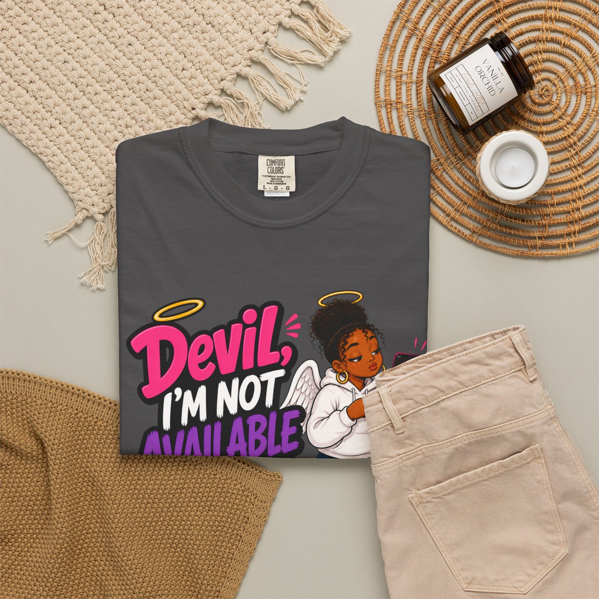 Devil, I’m Not Available for Foolishness T-Shirt — Sassy Black Girl Graphic Tee - ClaimedbyGodDesigns