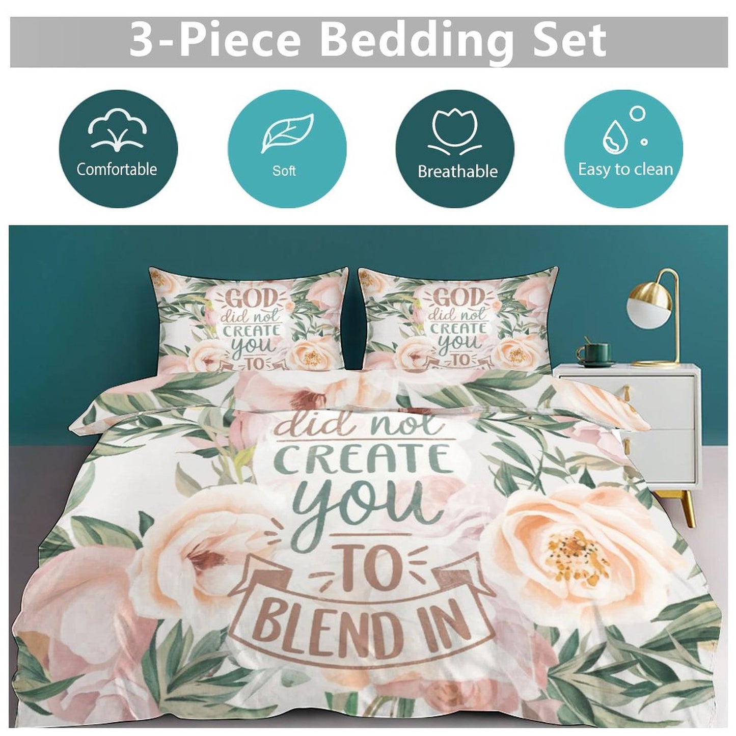 God Did Not Create You To Blend In 3-Piece Christian Comforter Bedding Set-86"×70"/ 218×177cm SALE-Personal Design