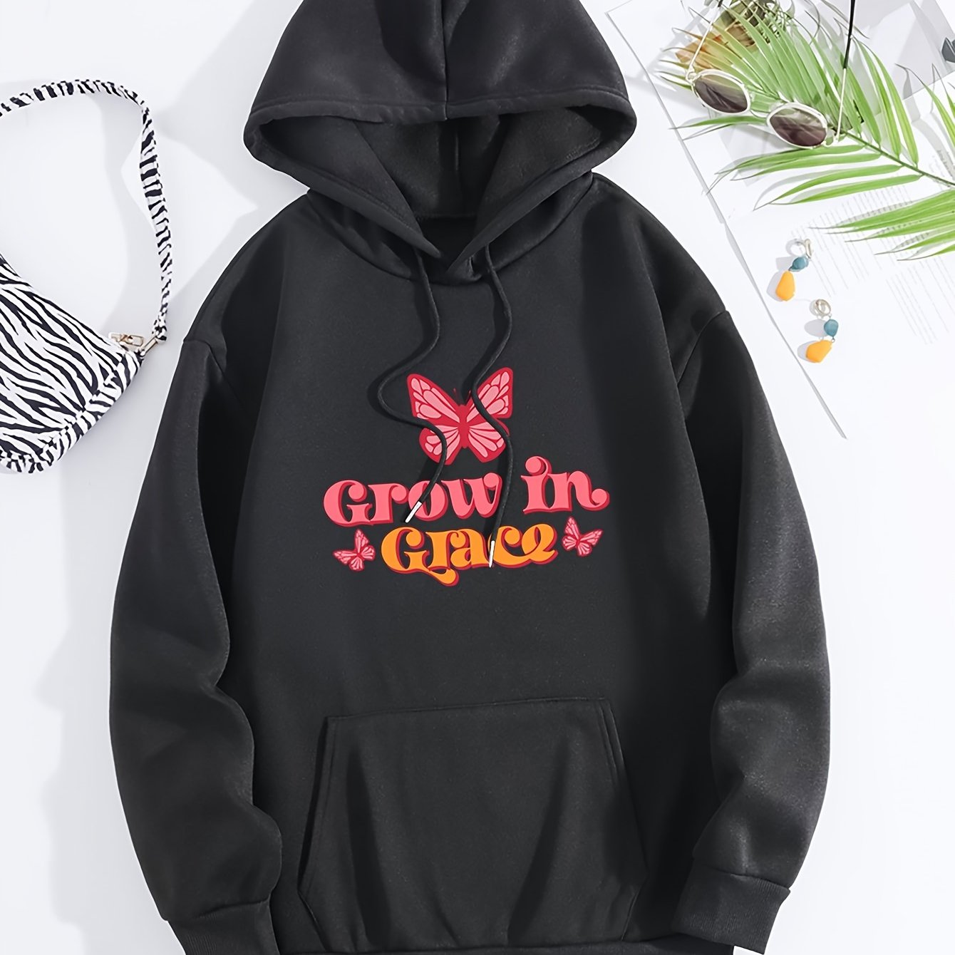 Grow In Grace Women's Christian Pullover Hooded Sweatshirt claimedbygoddesigns