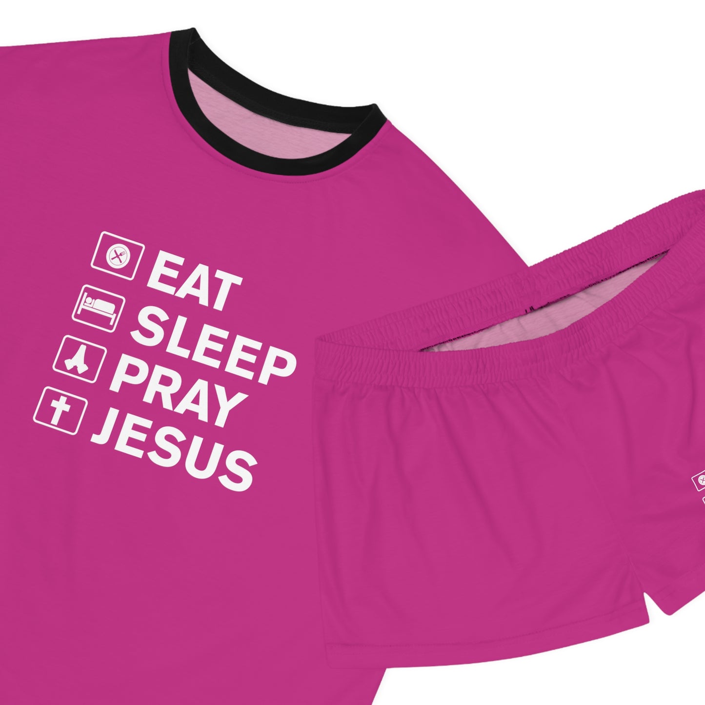 Eat Sleep Pray Jesus Women's Christian Short Pajama Set Printify