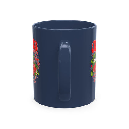 Ceramic Mug — "Jesus Sweetens My Life" Strawberry Faith Coffee Cup