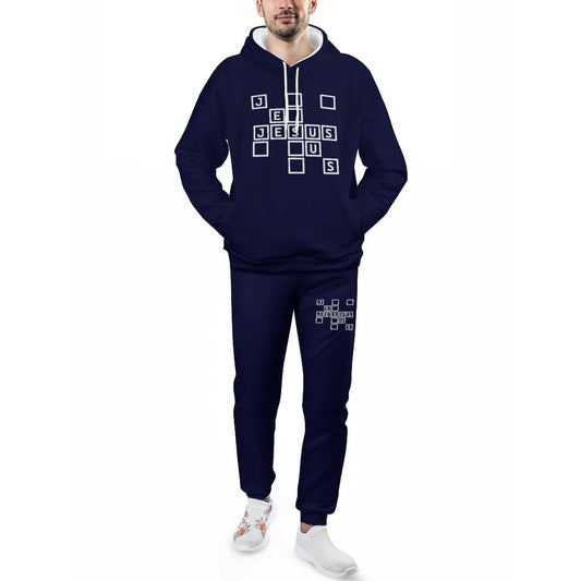 Jesus Men's Christian Casual Outfit Cotton Hoodie & Joggers Set