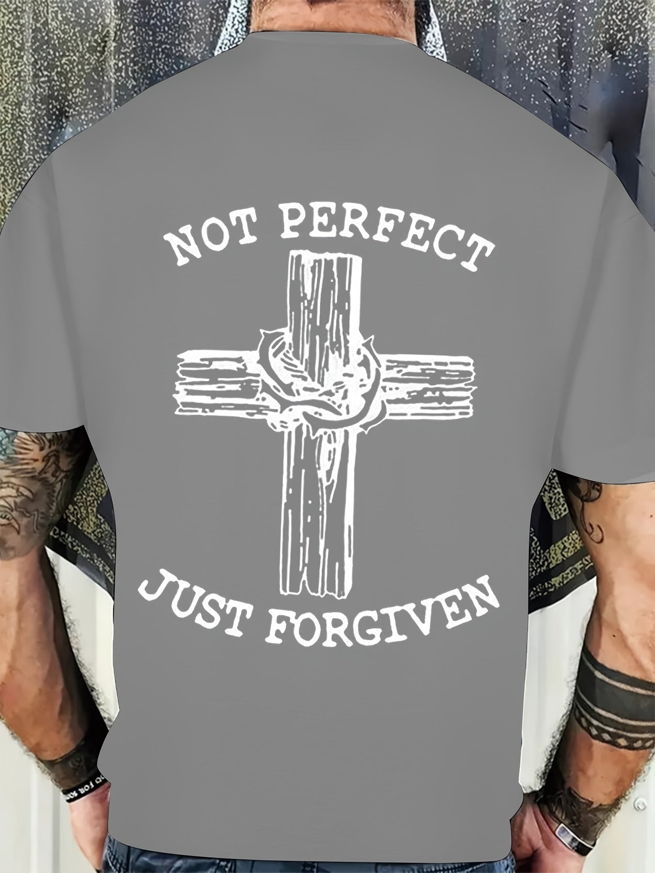 Not Perfect Just Forgive Men's Christian T-Shirt claimedbygoddesigns