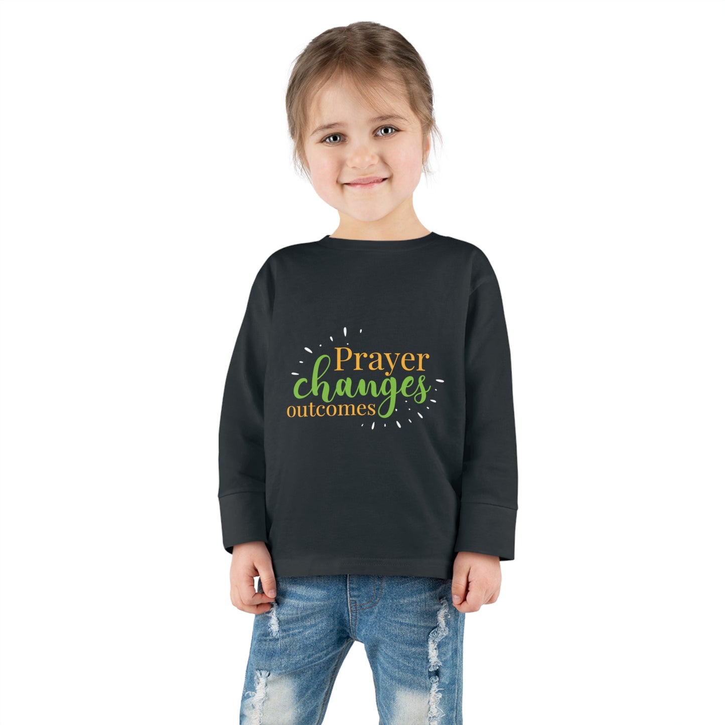 Prayer Changes Outcomes Toddler Christian Sweatshirt Printify