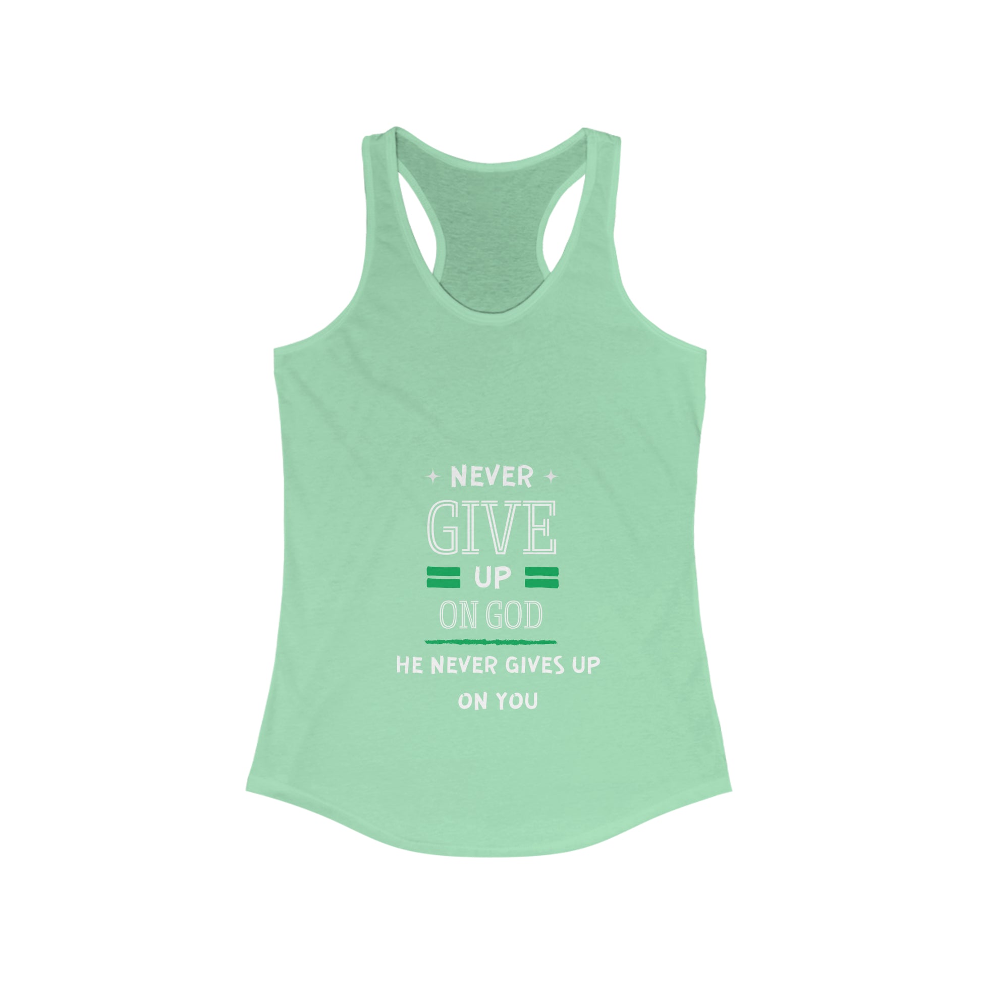 Never Give Up On God He Never Gives Up On You slim fit tank-top Printify