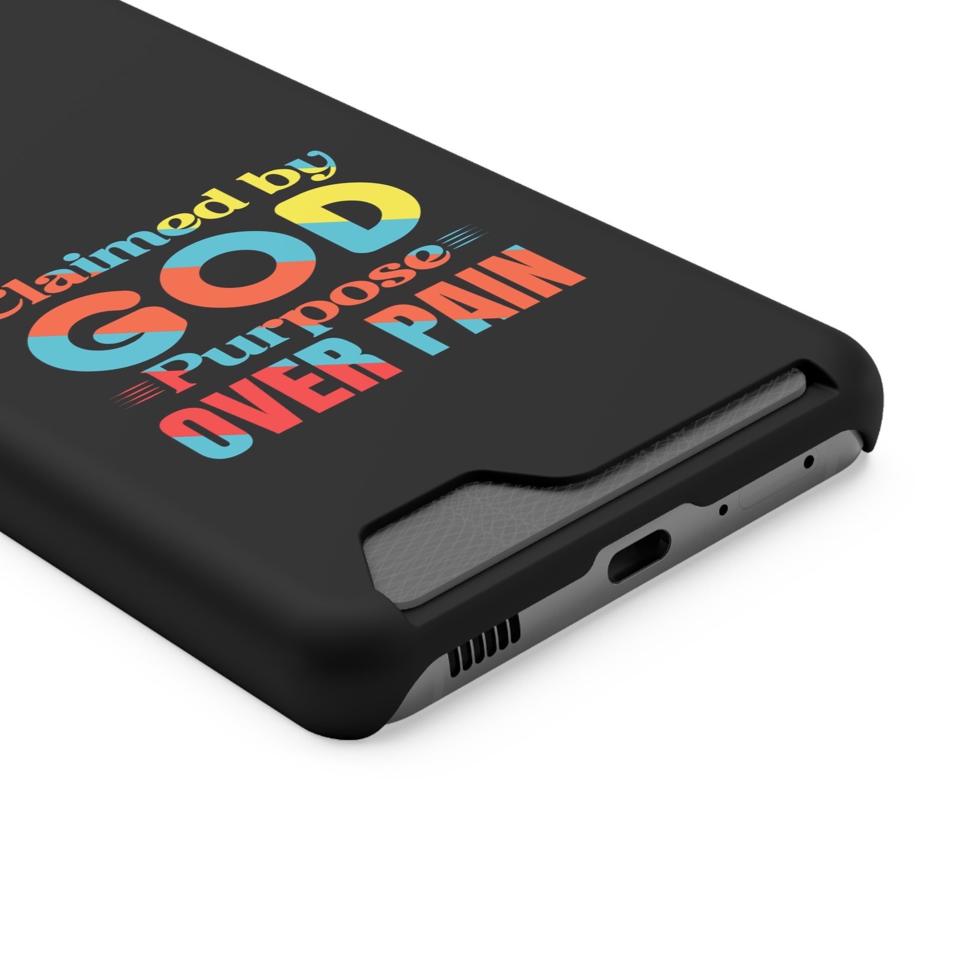 Claimed By God Purpose Over Pain Christian Phone Case With Card Holder Printify