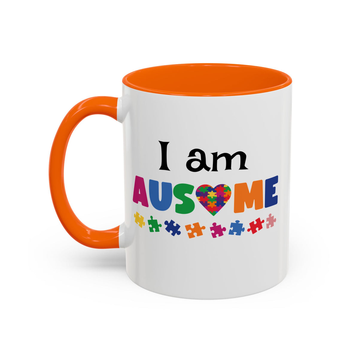 Inspirational Autism Coffee Mug - I am AUSome - 11oz/15oz Accent Mug