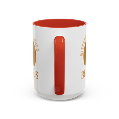 Inspirational Accent Coffee Mug - Blessed, Saved, Loved by Him | John 3:16