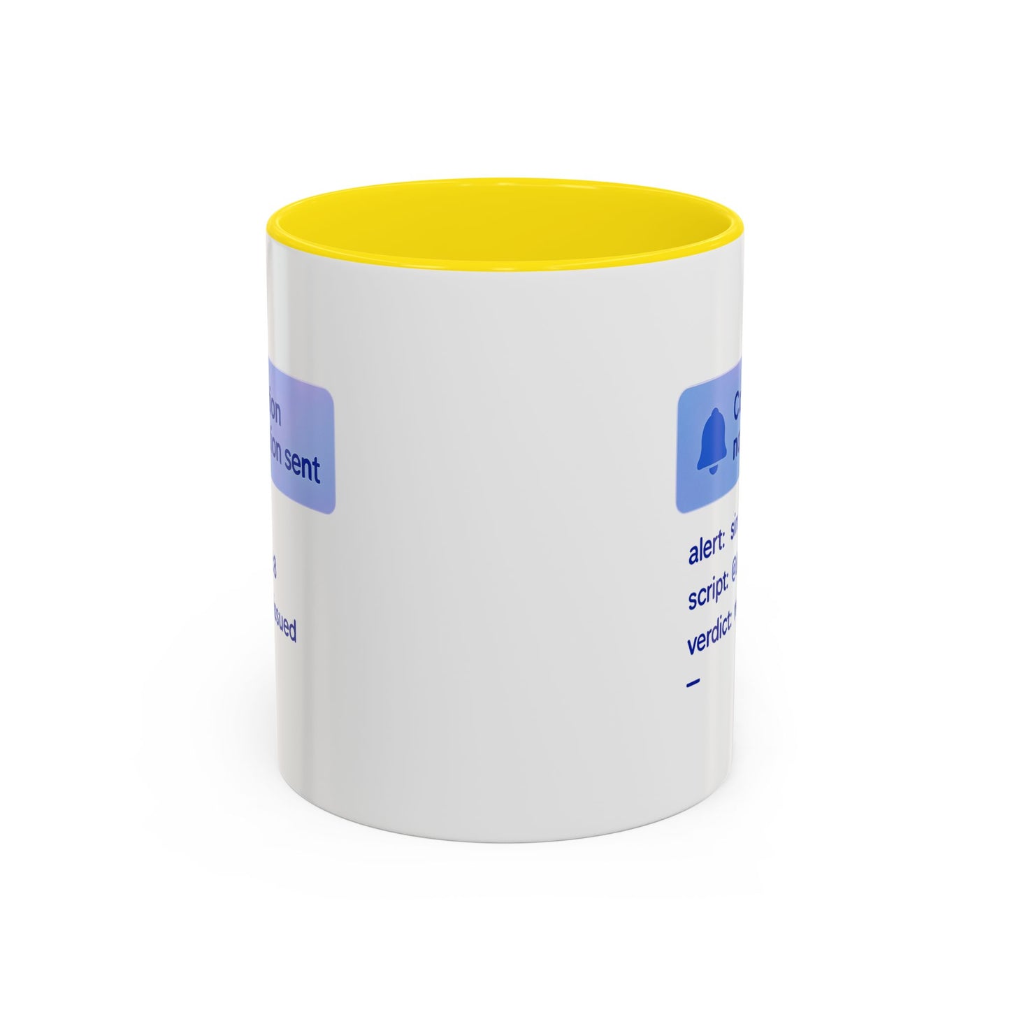 Conviction Notification Accent Coffee Mug - Unique Gift for Christians, Bible Study, Inspirational Drinkware, Alert and Verdict Theme - ClaimedbyGodDesigns