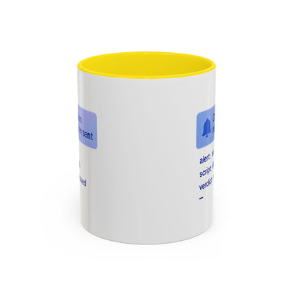 Conviction Notification Accent Coffee Mug - Unique Gift for Christians, Bible Study, Inspirational Drinkware, Alert and Verdict Theme - ClaimedbyGodDesigns