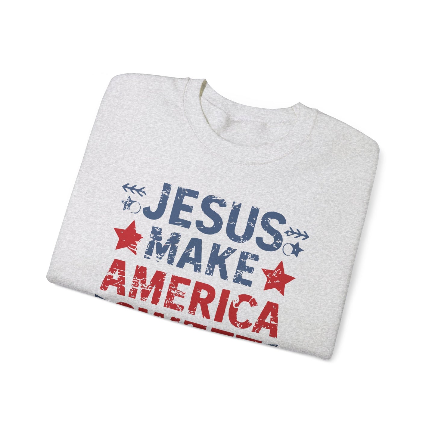 Jesus Make America Sweet Again Patriotic  Unisex Heavy Blend™ Crewneck Christian Sweatshirt