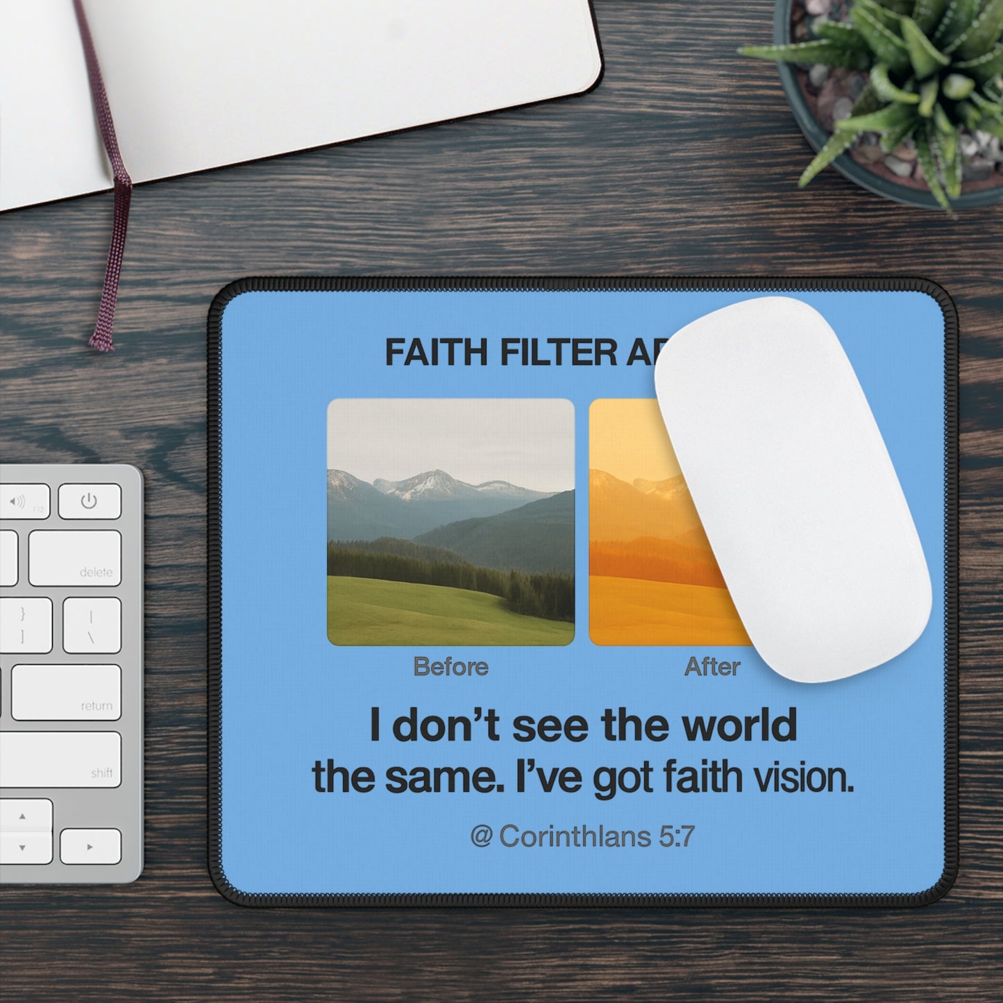 Faith - Inspired Gaming Mouse Pad, Motivational Desk Accessory, Office Decor, Gifts for Gamers, Inspirational Mousepad - ClaimedbyGodDesigns