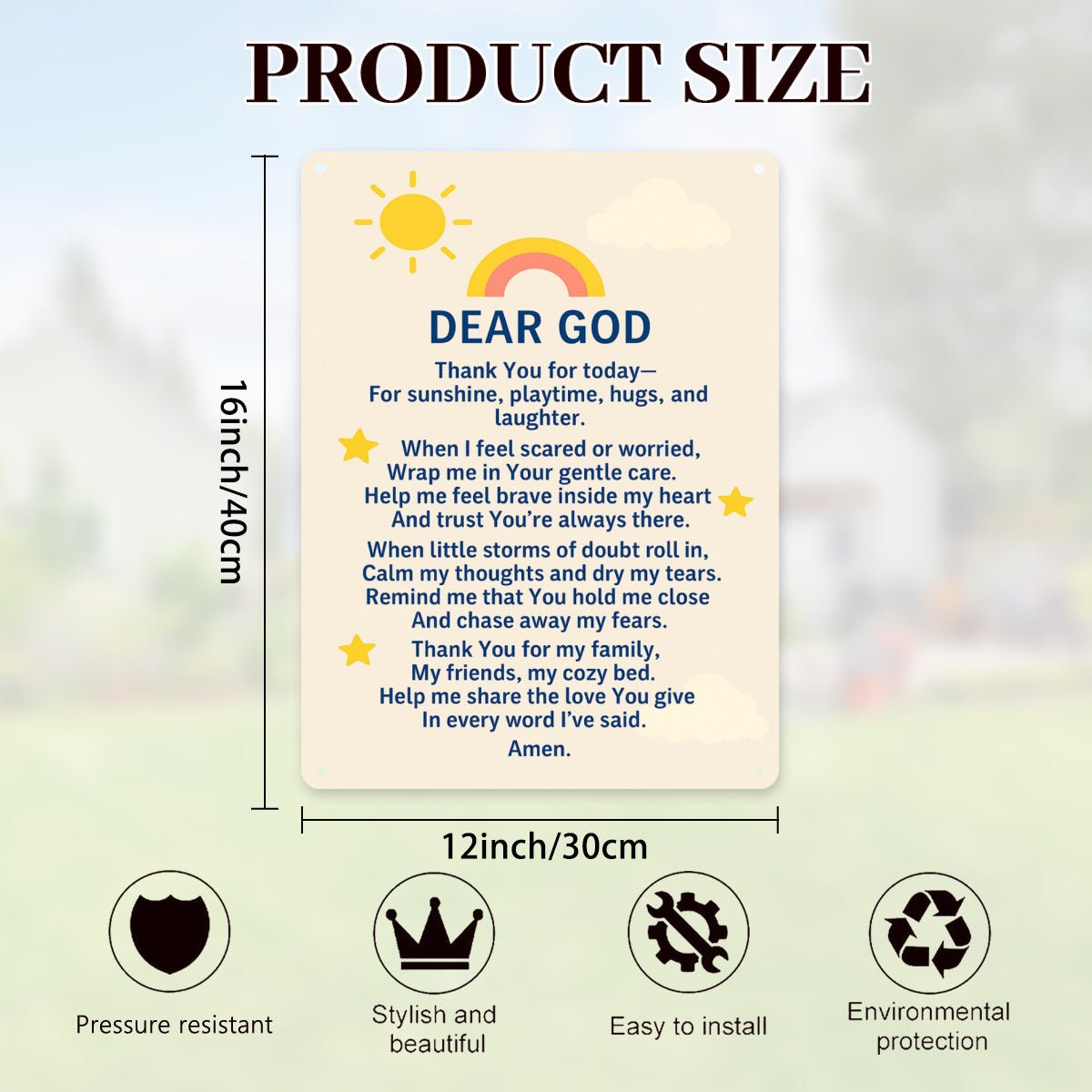 Dear Heavenly Father Prayer For Kids Christian Metal Sign Decor - ClaimedbyGodDesigns