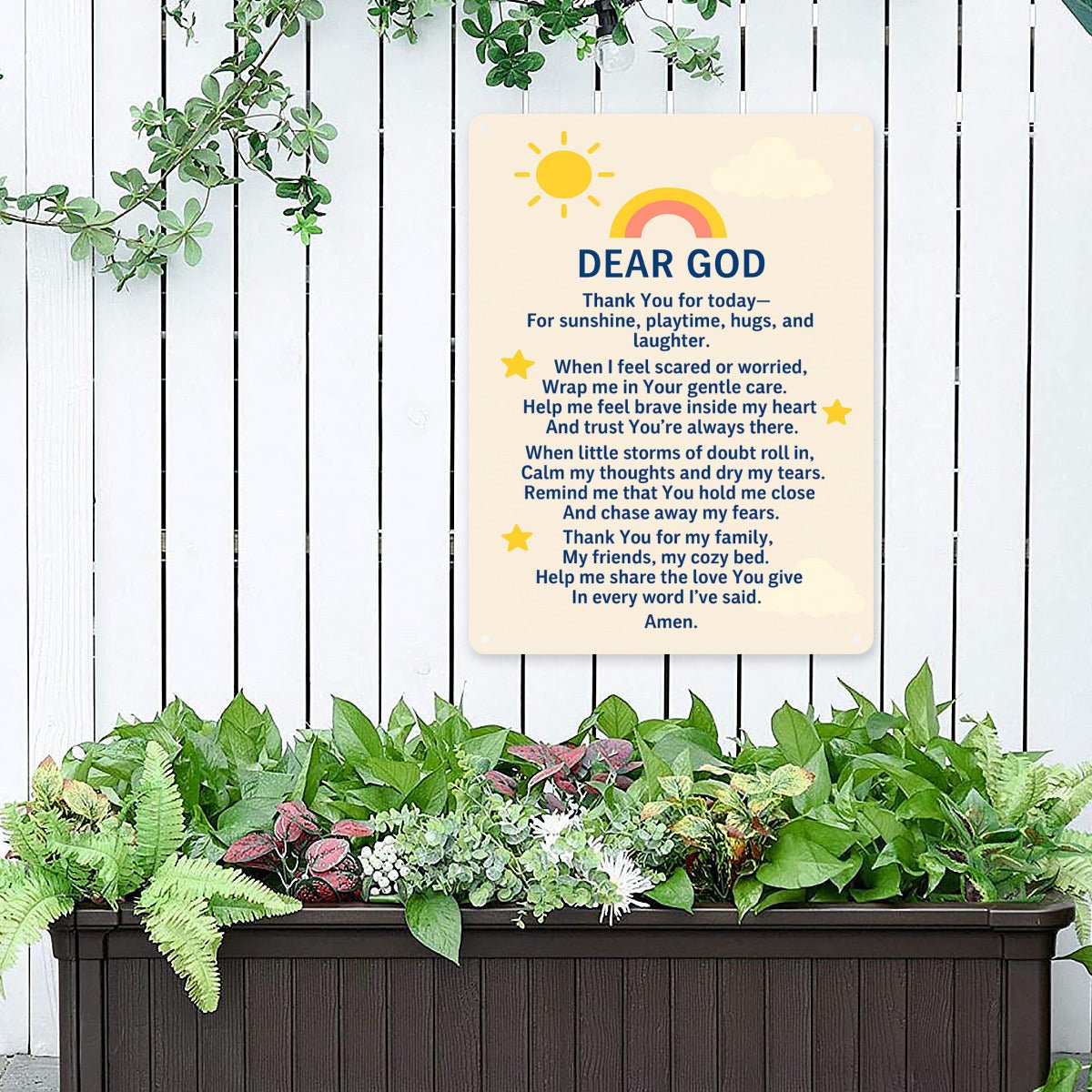 Dear Heavenly Father Prayer For Kids Christian Metal Sign Decor - ClaimedbyGodDesigns