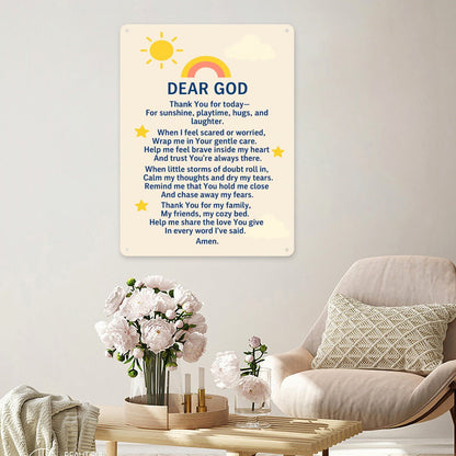 Dear Heavenly Father Prayer For Kids Christian Metal Sign Decor - ClaimedbyGodDesigns