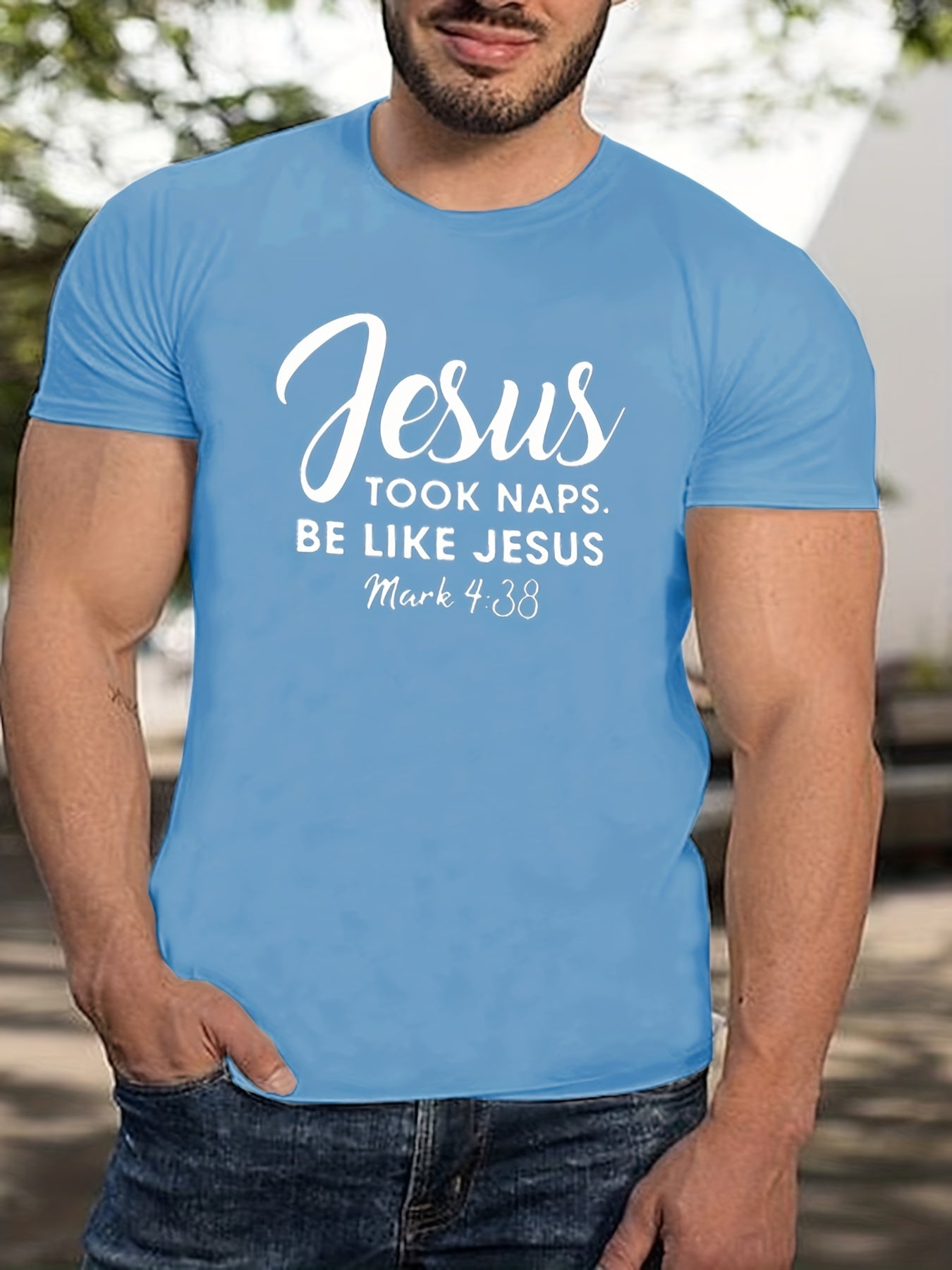 Mark 4:38 Jesus Took Naps Be Like Jesus Men's Christian T-shirt claimedbygoddesigns