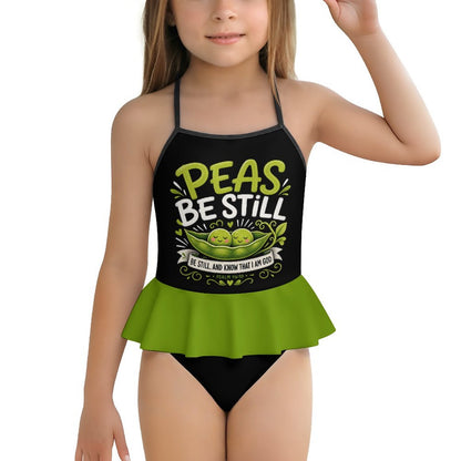 Peas Be Still Kids One‑Piece Ruffle Strap Christian Swimsuit