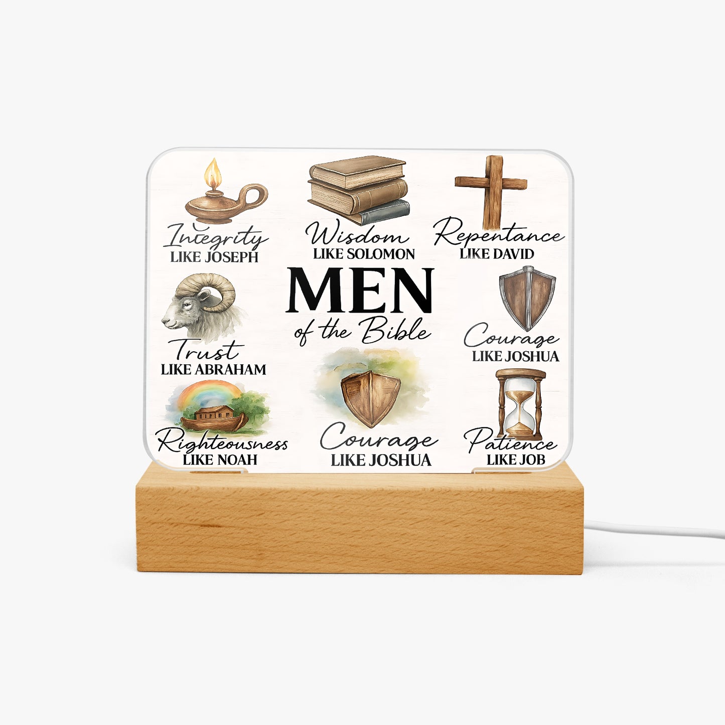 Men Of The Bible Christian Acrylic Plaque with Stand - Rectangle - ClaimedbyGodDesigns