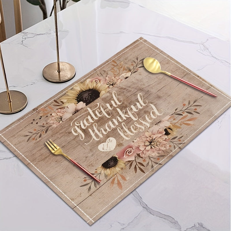 Grateful, Thankful, Blessed Christian Table Placemats claimedbygoddesigns