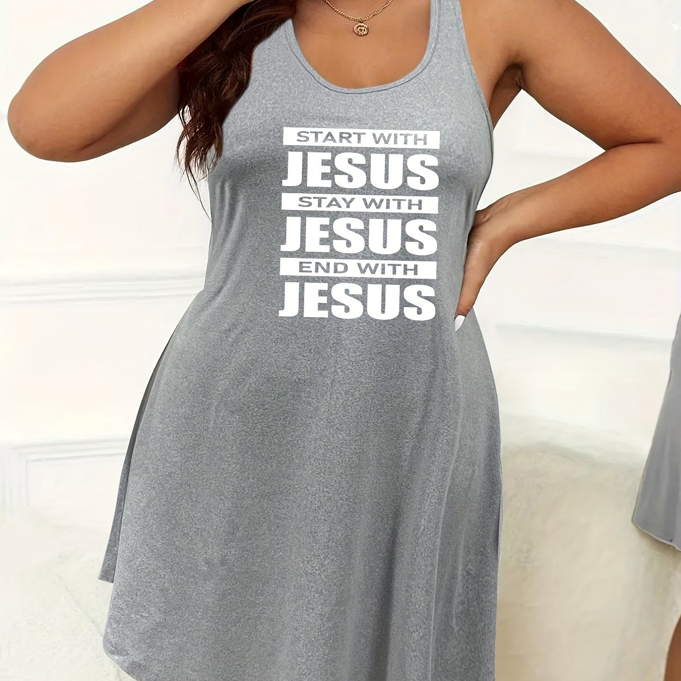Start With, Stay With, End With Jesus Plus Size Women's Christian Pajamas claimedbygoddesigns