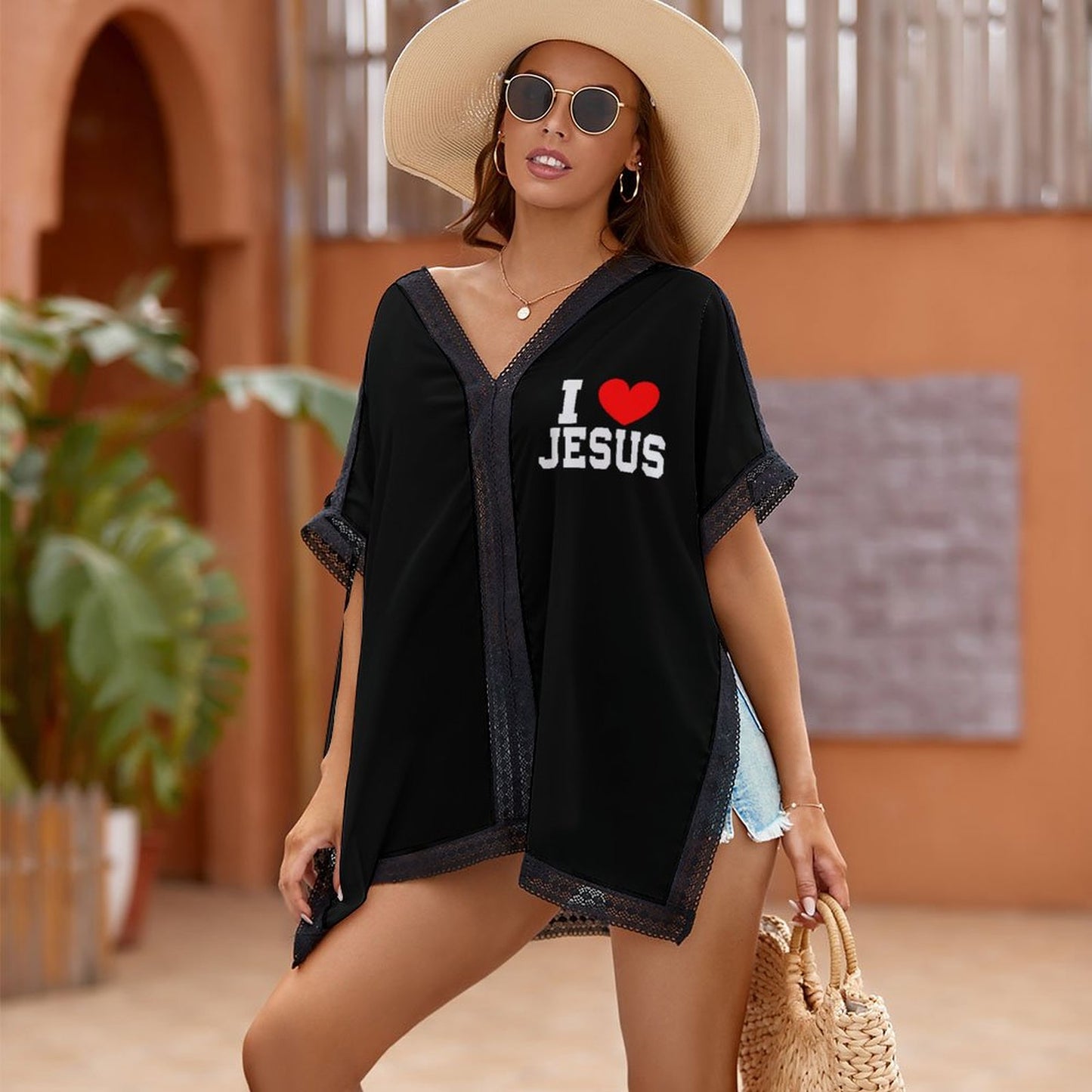 I Love Jesus Women's Christian Swimsuit Cover-up