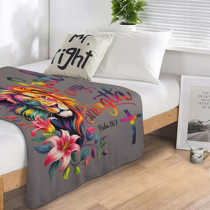 He Is My Strength Christian Sherpa Fleece Throw Blanket - ClaimedbyGodDesigns