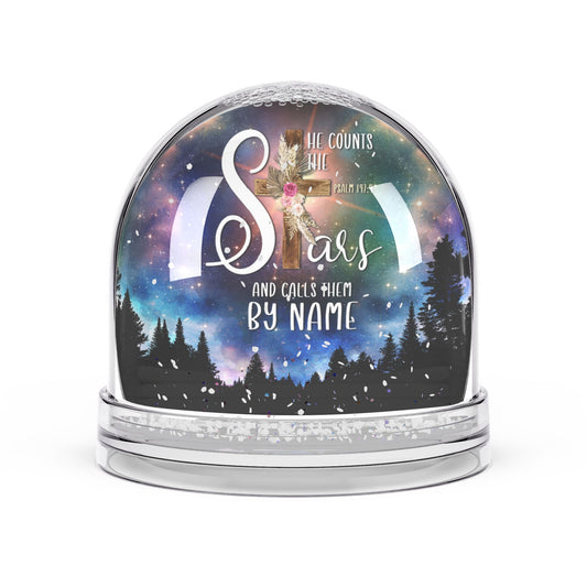Christian Snow Globe, Religious Home Decor, Inspirational Gift, Christmas Decoration, He Counts The Stars - ClaimedbyGodDesigns