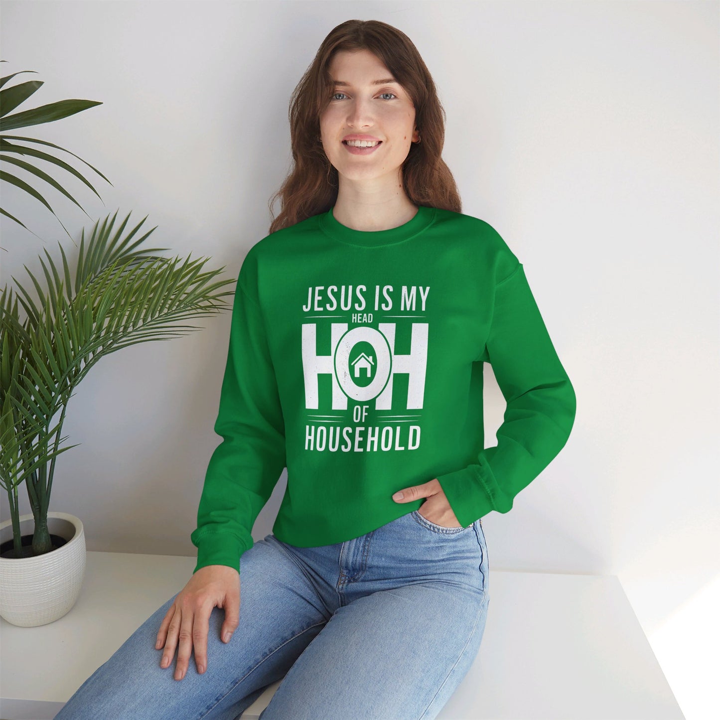 Jesus Is My Head Of Household HOH  Unisex Heavy Blend™ Crewneck Christian Sweatshirt